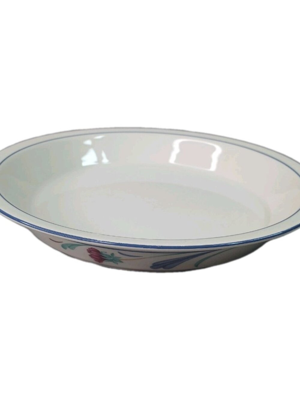 Lenox Poppies on Blue Pie Serving Plate ChinaStone Vintage USA Preowned #1